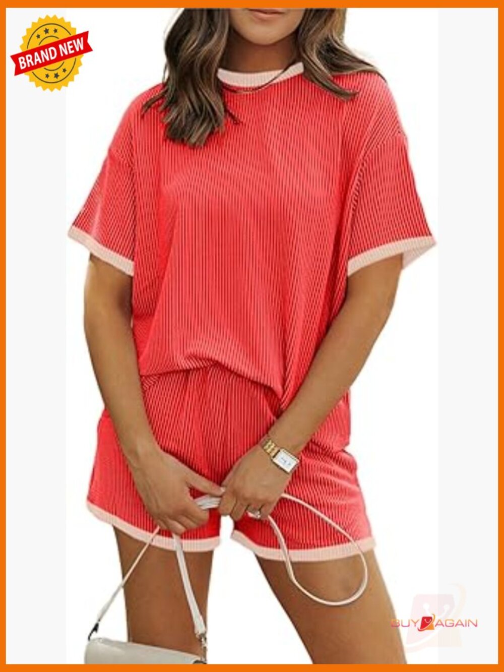 Women 2 Piece Shorts Set 2026 Summer Cruise Outfits Ribbed Loose Short Sleeve